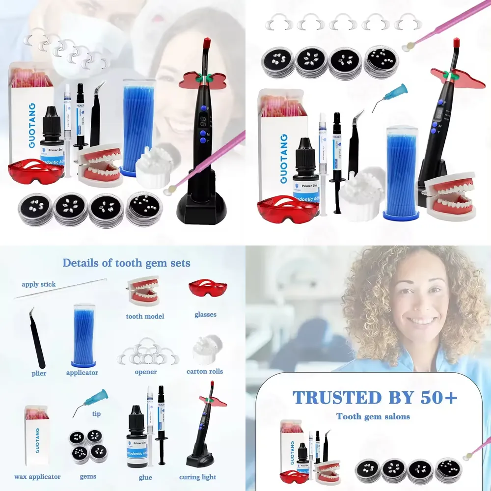 Teeth Whitening Kit With Light - 【CHIMU HOME】 طقم احترافي لتزيين الأسنان
