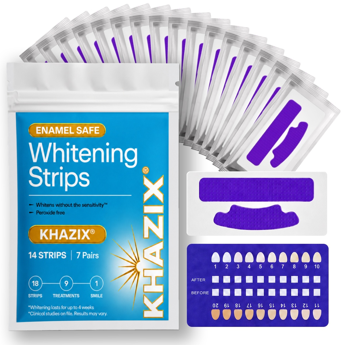 Teeth Whitening Retainer - 7 أزواج من شرائط تبييض الأسنان