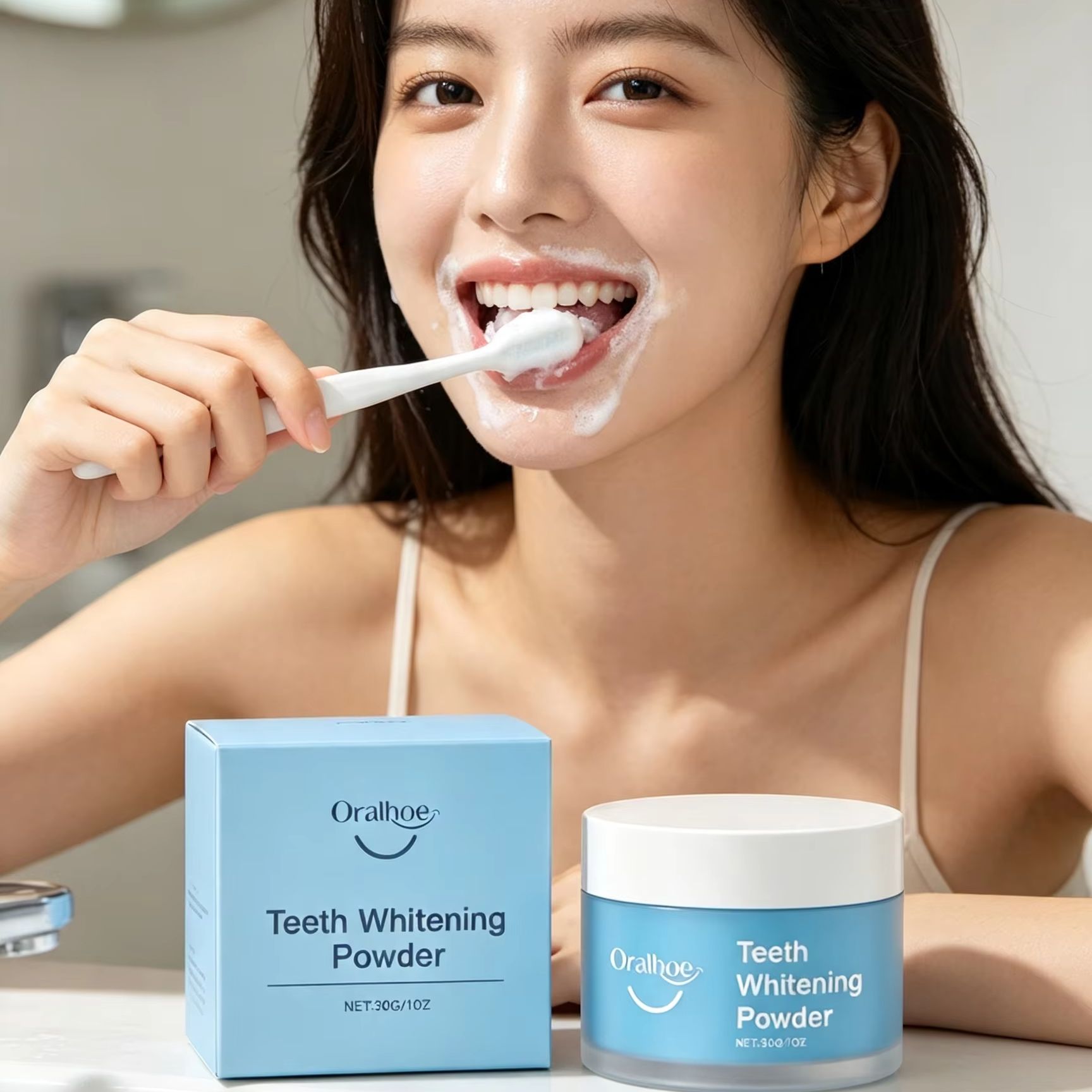 Teeth Whitening Instant - مسحوق أورالهو لتنظيف الأسنان، مزيل البقع،