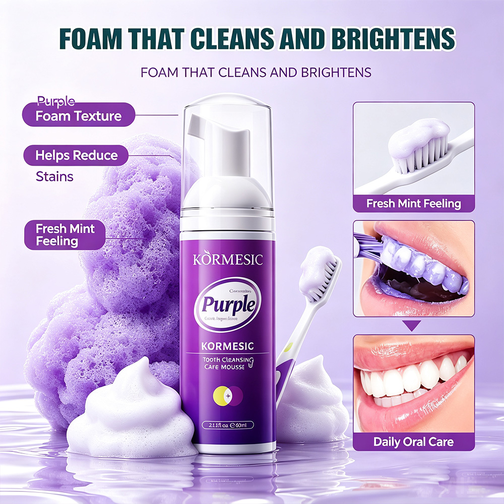 Teeth Whitening Crest - رغوة تبييض الأسنان البنفسجية V34 مصحح