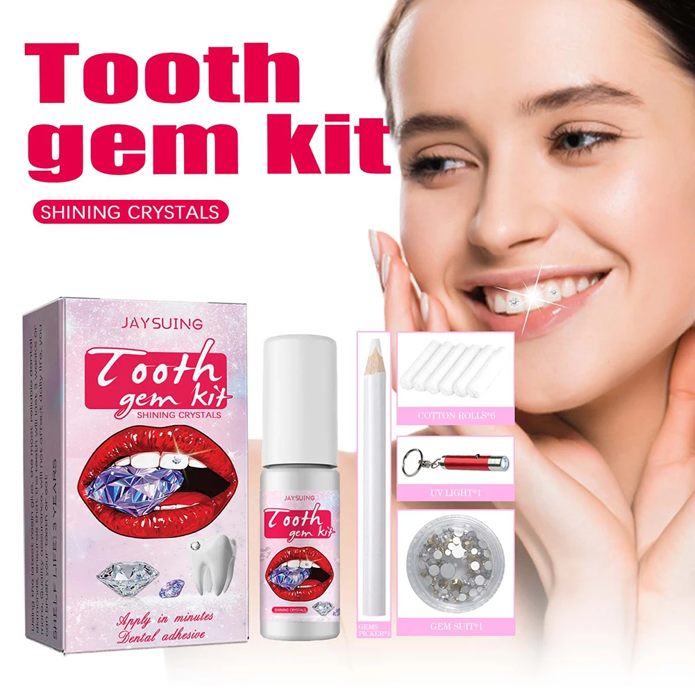 Teeth Whitening Kit With Light - مجموعة أحجار كريمة الأسنان مع غراء