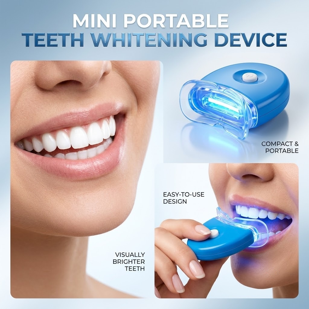طقم تبييض الأسنان بالضوء الأزر - مراجعة Teeth Whitening Kit At Home وسعره