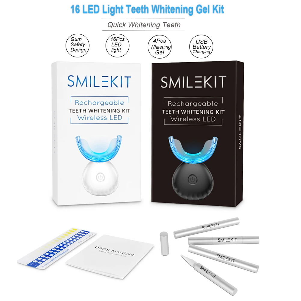 طقم تبييض الأسنان صغير 16 LED  - مراجعة Teeth Whitening Kit With Light وسعره